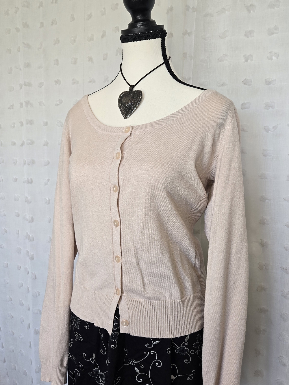 Studio Y Pale Pink Button-Front Cardigan